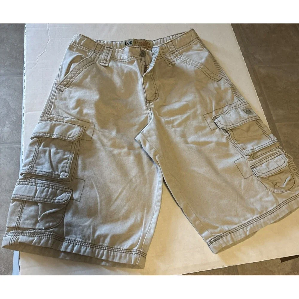 Lee Dungarees Shorts Boys Size 14 Regular Lot Of 2 Loose Cargo Camo Beige